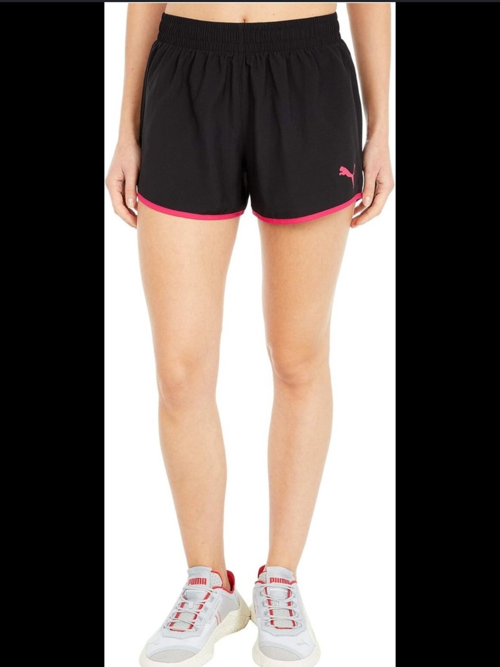 Puma Sprint Woven Shorts Sz Large Women’s Black Pink Athletic Activewear Sunmer